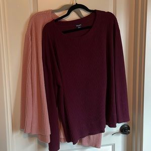 Lot of two long sleeve waffle knit shirts